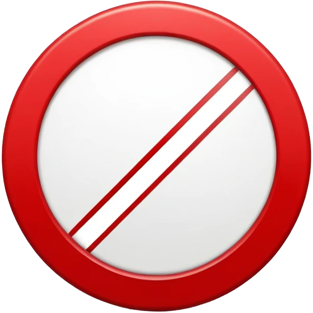 prohibition symbol, red circle with diagonal line through it emoji