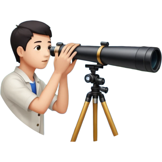 a vast, stunning view of China spreading out in the background, with a telescope in hand emoji