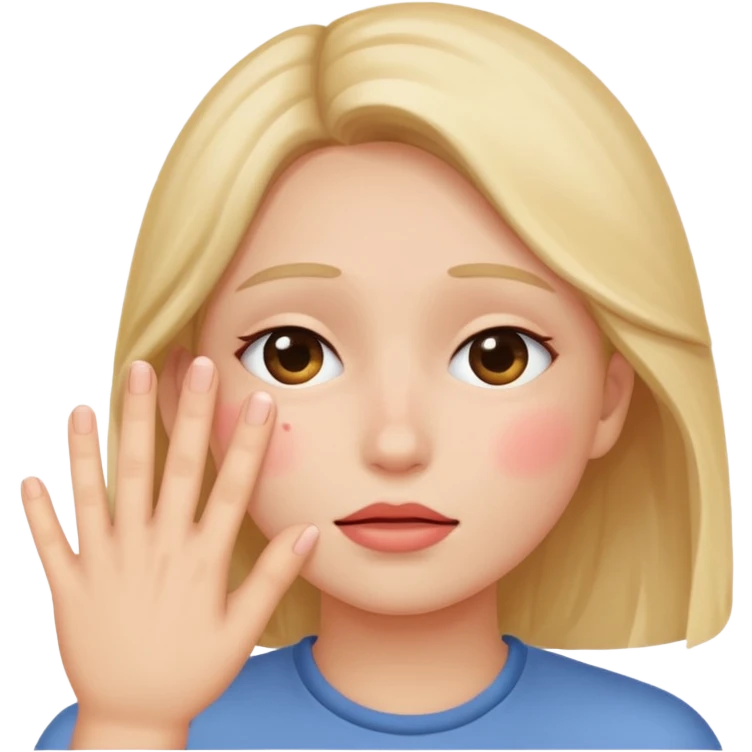 blushing covering face with hand emoji