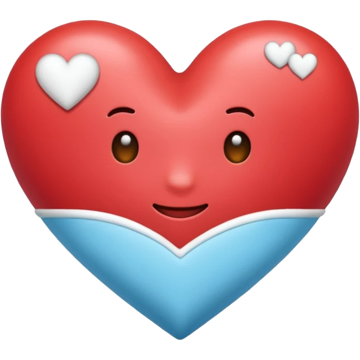 Crea un emoji de corazon que una mitad sea celeste y la otra blanca y en la unión de los colores que este difuminado emoji