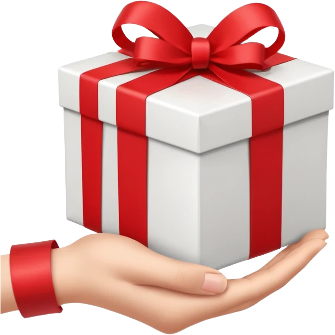 one hand giving a gift box, simple, clear, no text emoji