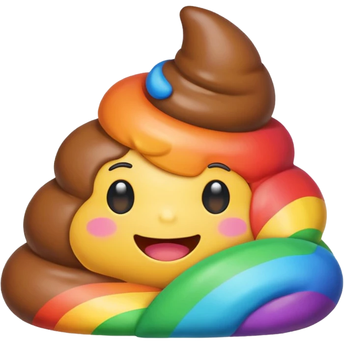 blue rainbow colors kawaii poop emoji