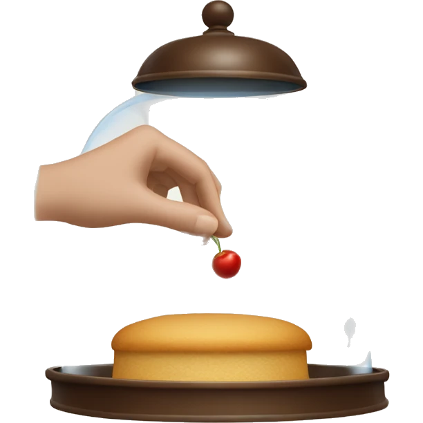 one hand with tray and the other opening the cloche emoji