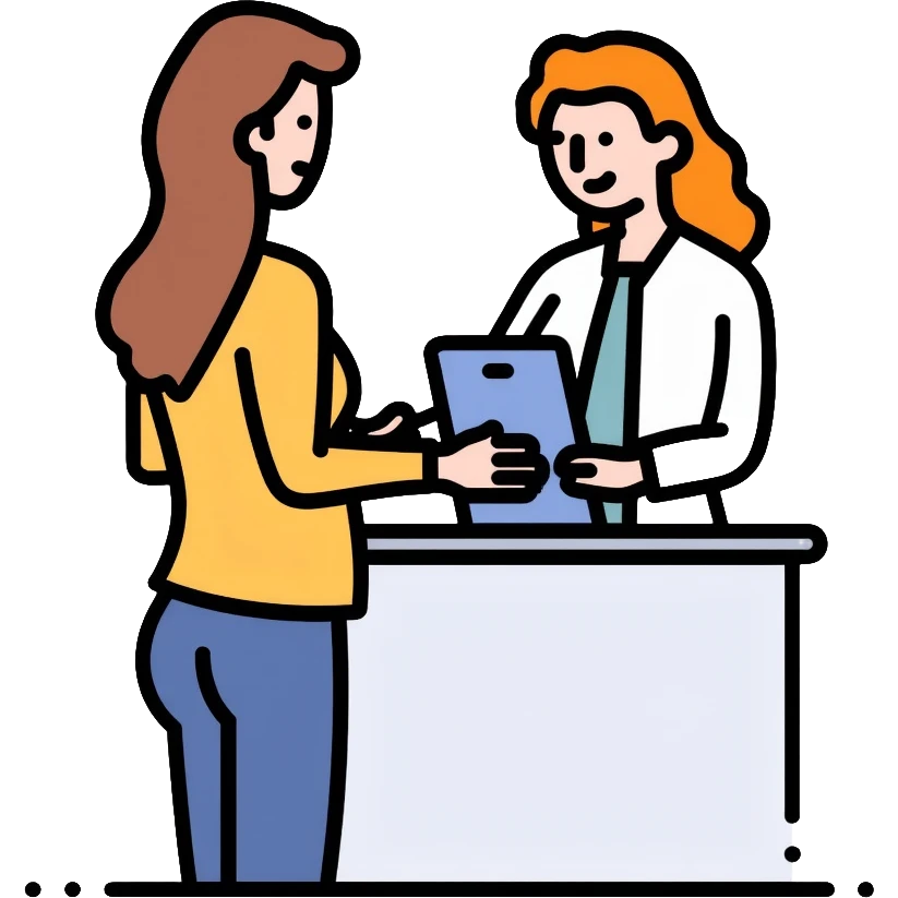 Female bank teller in uniform helping a customer emoji