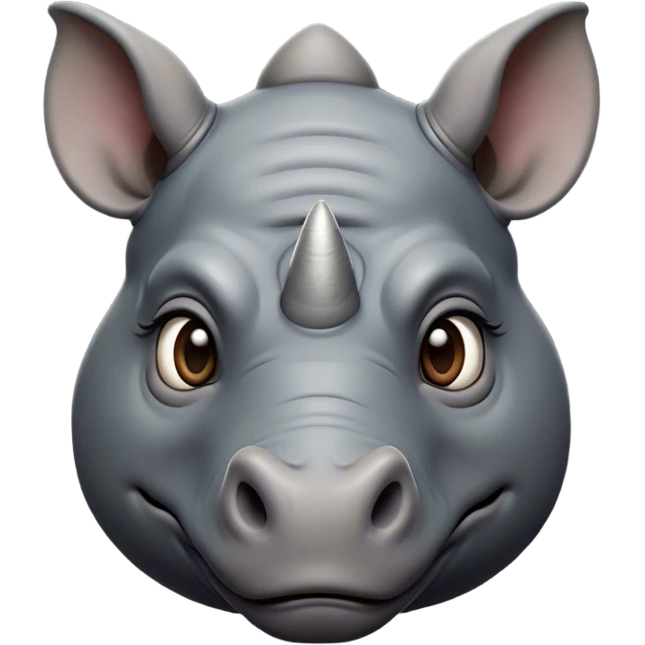 Cinematic Noble Rhinoceros Portrait Emoji, Poised and regal, with a massive, powerful build and a thick, armored hide of slate gray, deep-set soulful piercing eyes, Simplified yet sharp and sophisticated features, highly detailed, glowing with a soft, dignified glow, high shine, intelligent and formidable, stylized with an air of ancient might, focused and attentive, soft glowing outline, capturing the essence of a watchful and commanding behemoth, so majestic it feels as though it could charge out of the screen with effortless authority! emoji