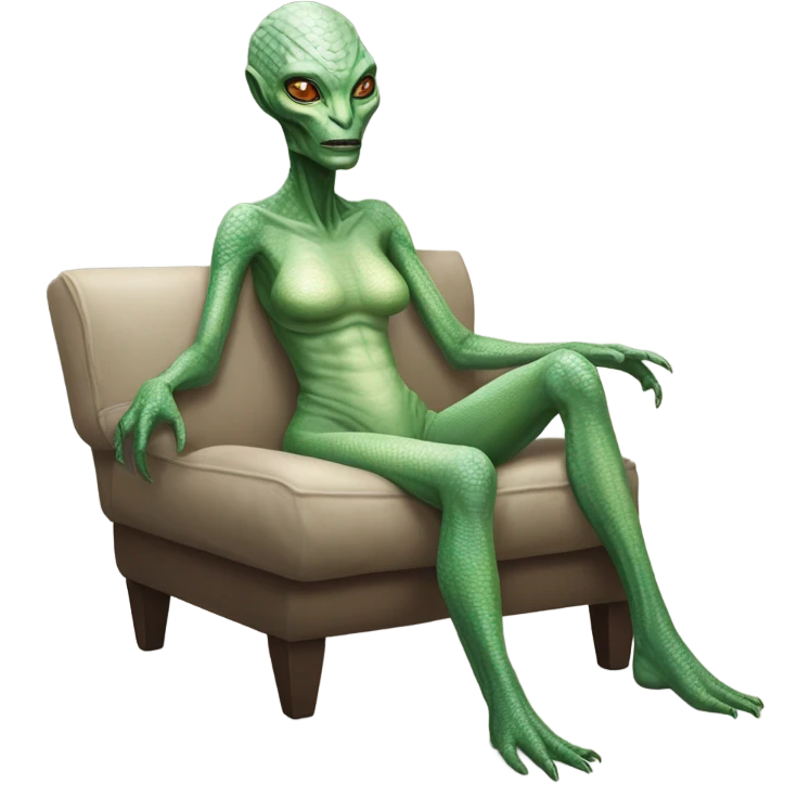 a Reptilian alien woman, full body, Laying down emoji