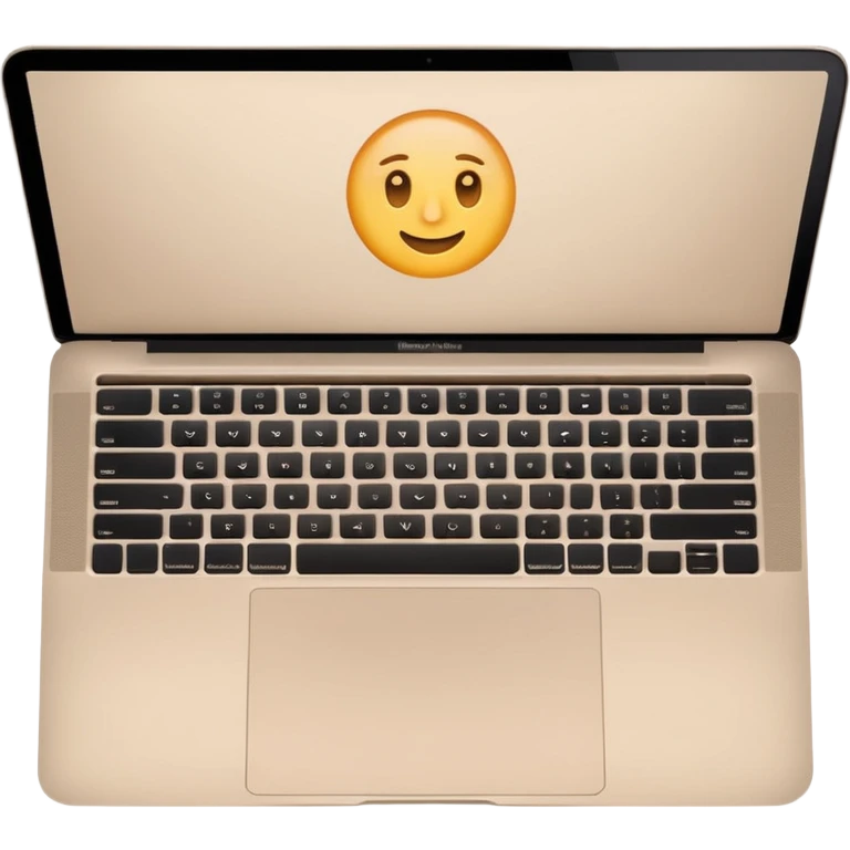 light beige MacBook laptop, top view, emoji style emoji
