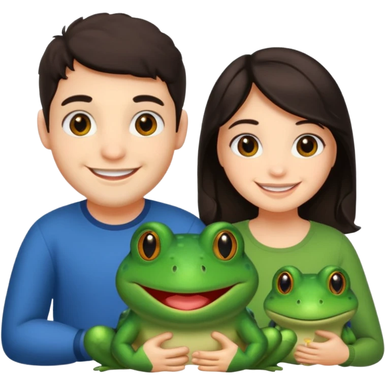 Bufo with two best friends one a girl dark hair other man dark hair no as frogs emoji