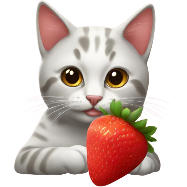 cat eating strawberries emoji