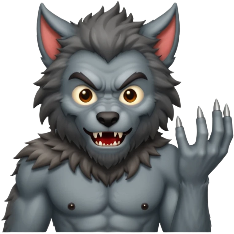 Create an emoji of Werewolf half bodied till waist sharp nails emoji