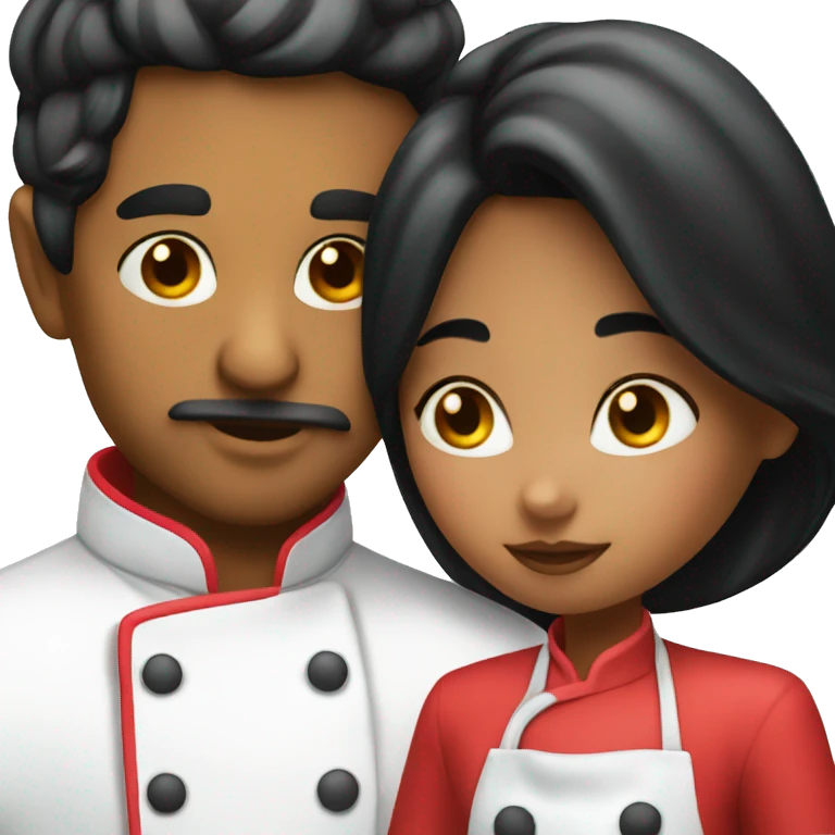Chef kissing princess with black hair  emoji