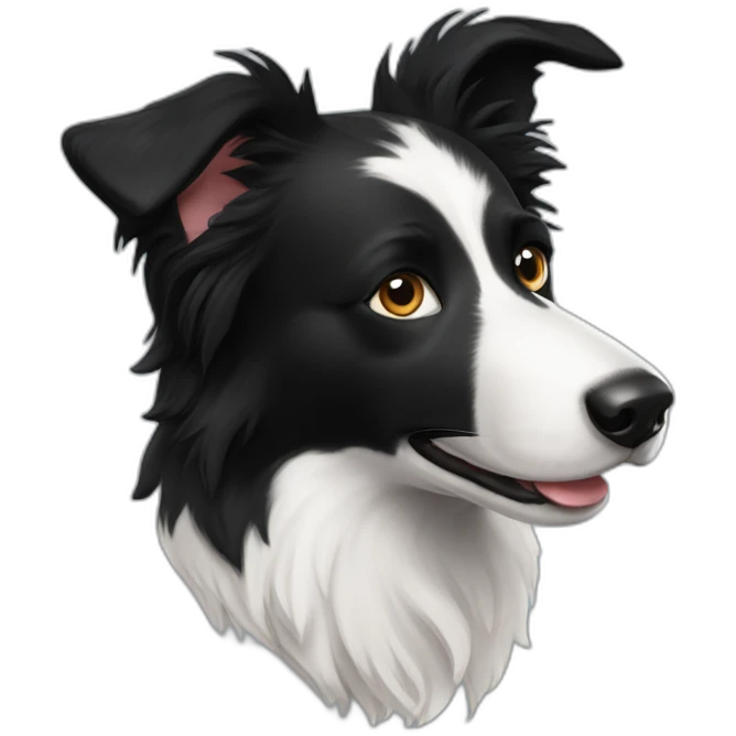 Border Collie black with one erect ear emoji