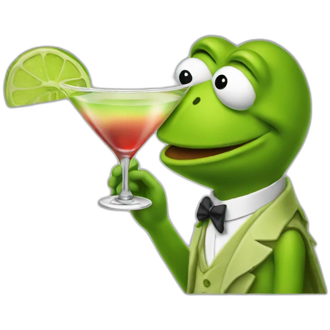 kermit the frog drinking a martini emoji