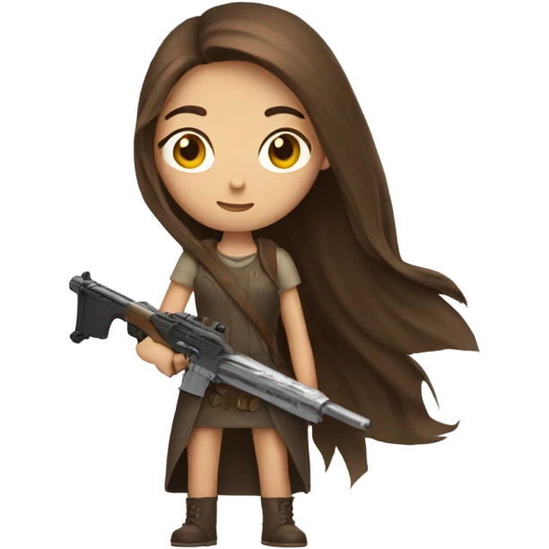 girl with long brown hair holding weapon   emoji