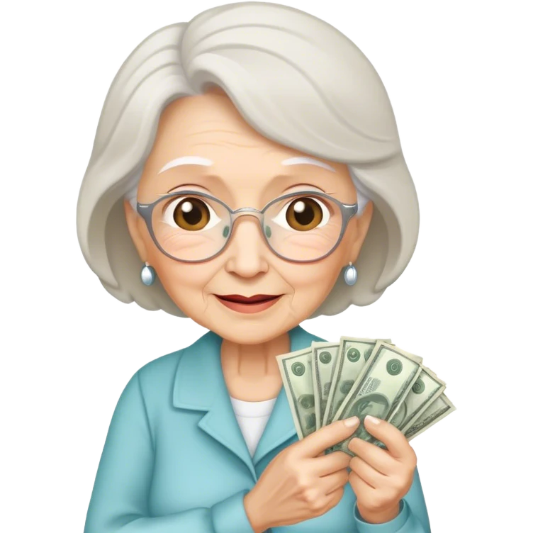 cute grandma with money in her hand emoji