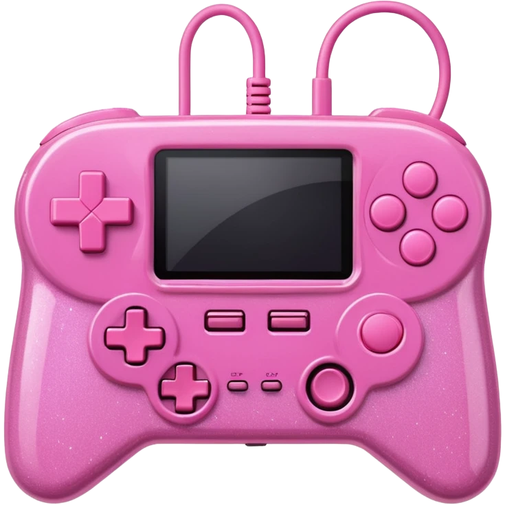 glittery pink 90s retro game console with pink corded controller emoji
