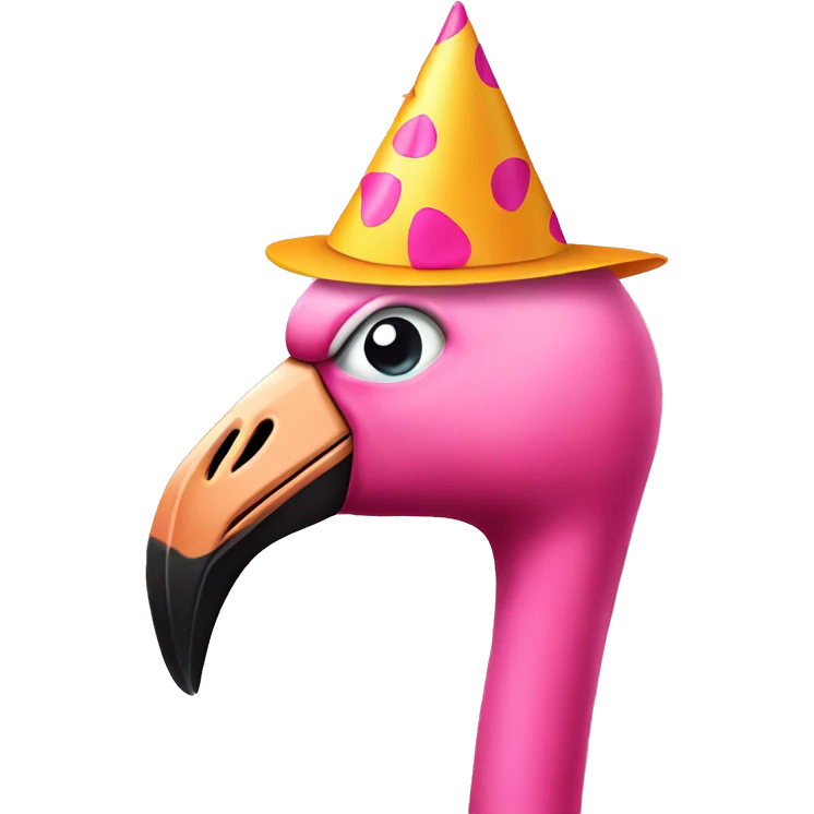 Flamingo wearing party hat emoji