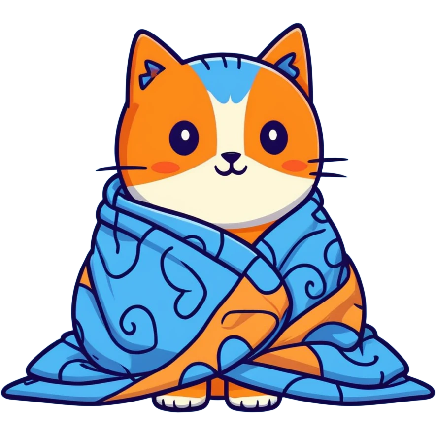 Blue bird with a cat blanket emoji