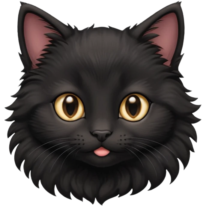 A photo-realistic digital illustration of an adorable black kitten emoji