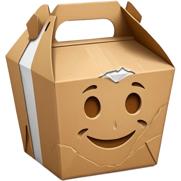 takeout box that looks like it has been in a trash can, no faces, no people, just non alive objects emoji