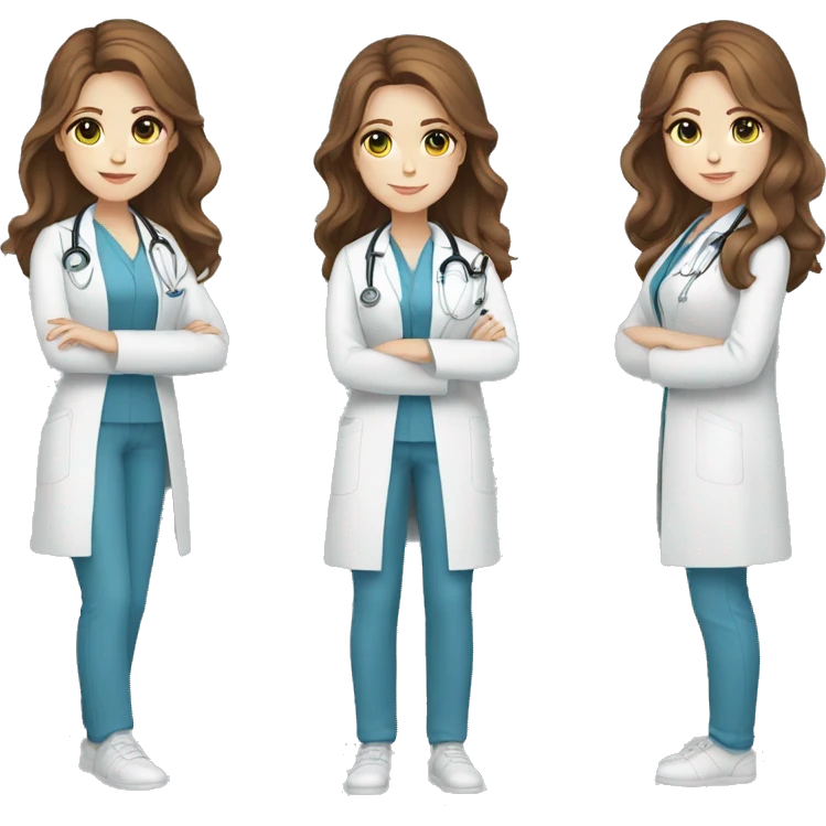 Girl white skin brown hair blue eyes doctor emoji