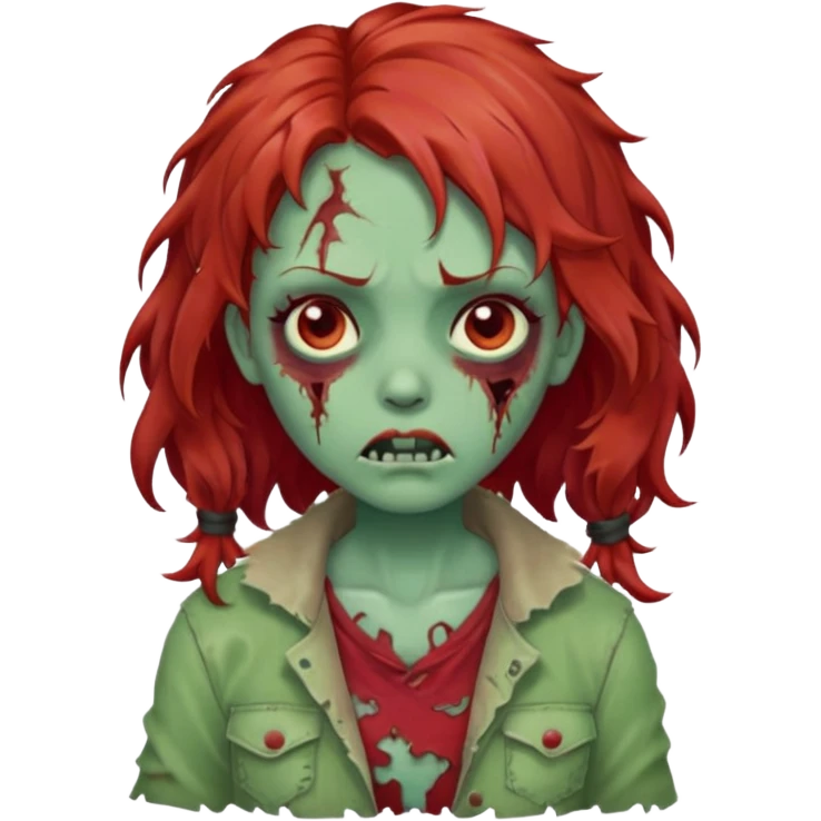 Garota zumbi com cabelo ondulado vermelho  emoji
