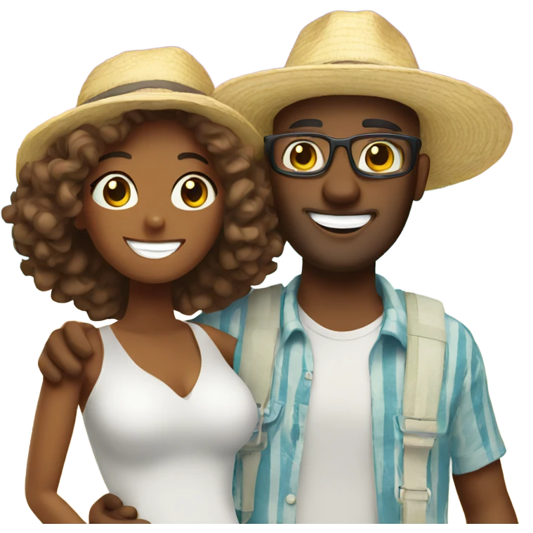 happy couple on vacation emoji