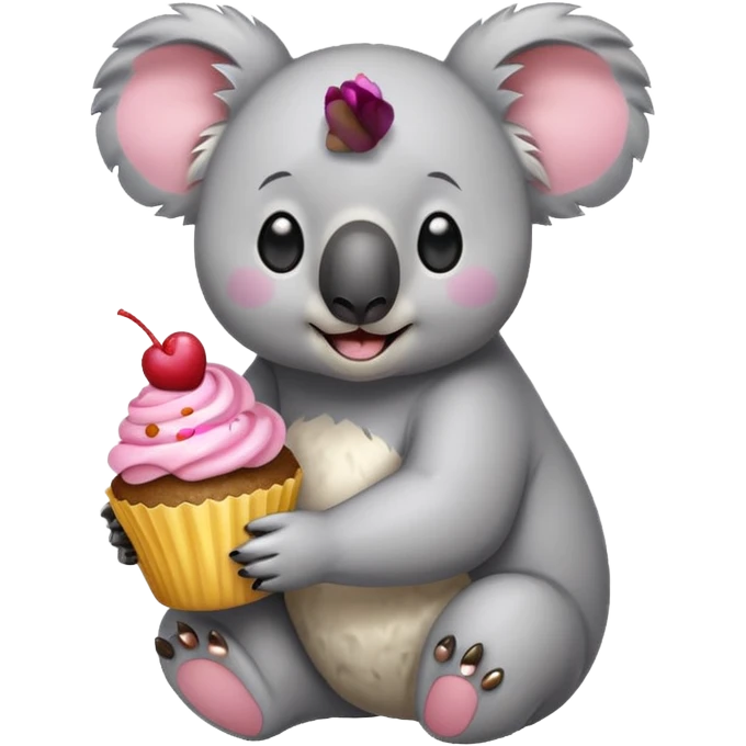 koala with cupcake emoji