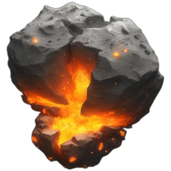 an asteroid crash with fire flame emoji