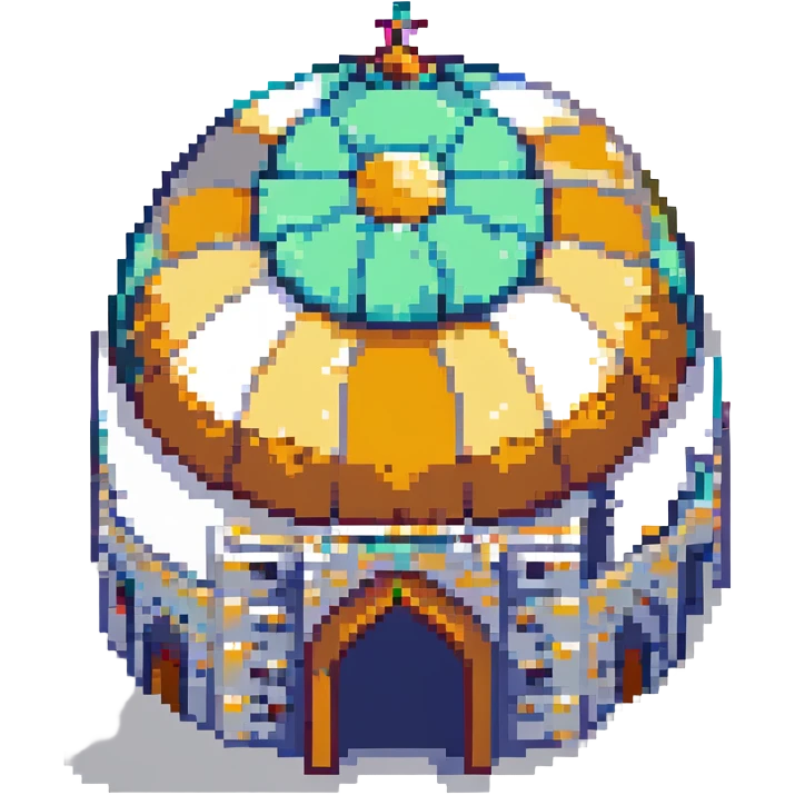 Al-Aqsa Mosque in Palestine, pixel art style, small scale, recognizable dome and structure, limited color palette emoji