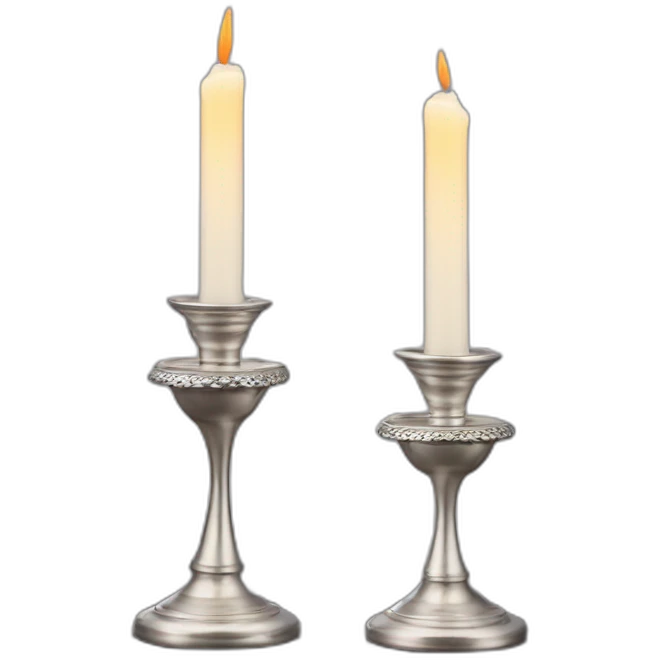 2 large and one small shabbat candles in silver candlesticks  emoji