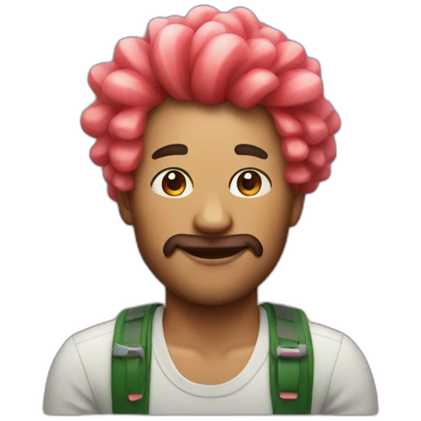 Artist with iphone body and watermelon hair emoji
