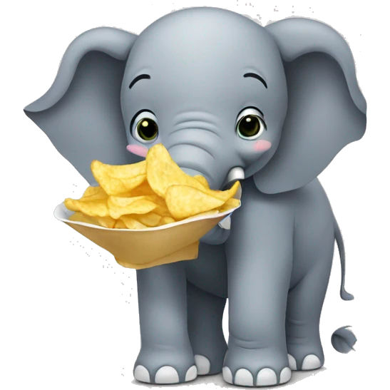 Elephant eating chips emoji