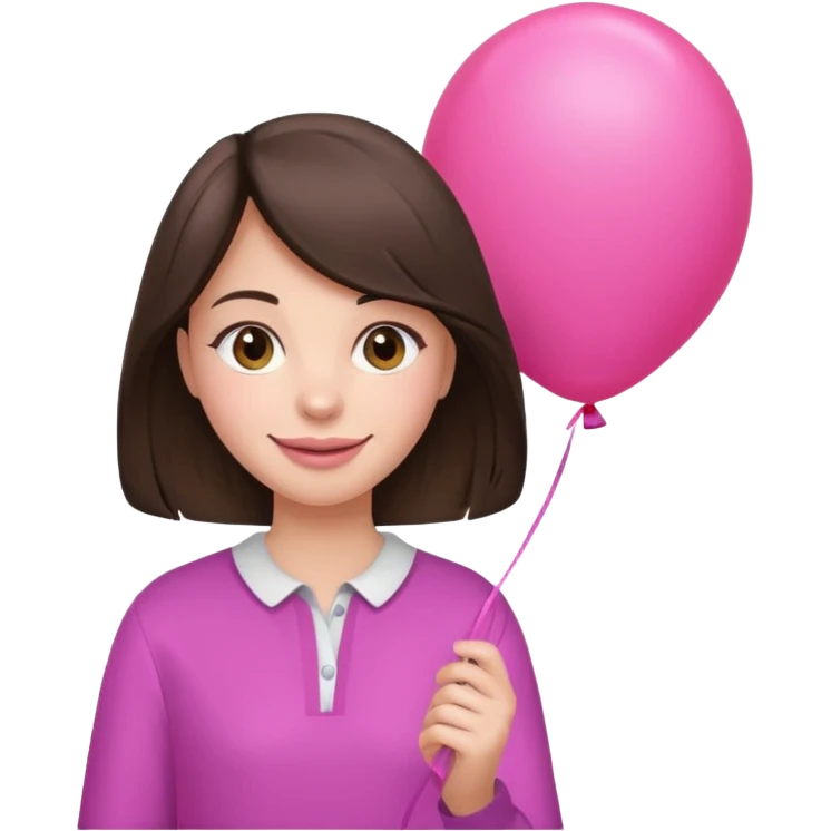 brunette girl with pink baloon emoji