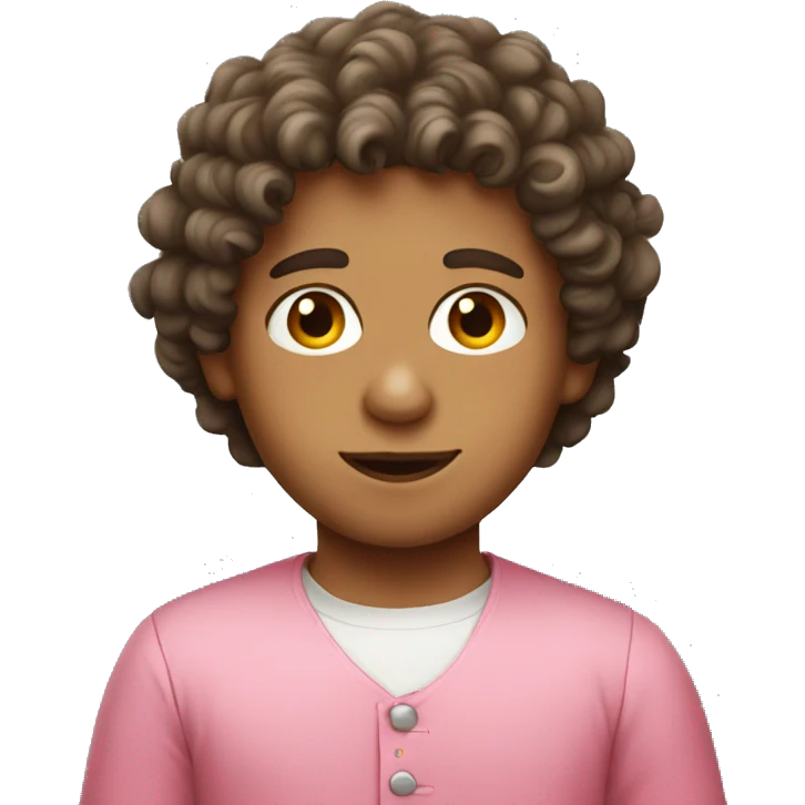 italian boy with curly hair wearing a pink dress emoji