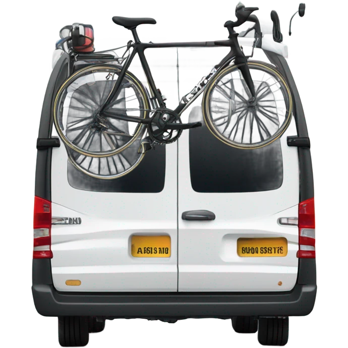 Sprinter Van with a bike rack on the back emoji