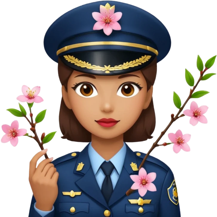 woman officer with cherry blossom emoji