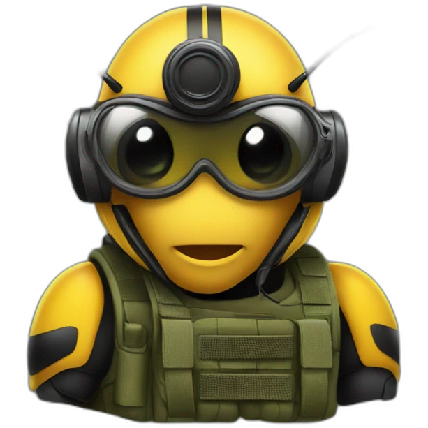 bee wearing a military headset emoji