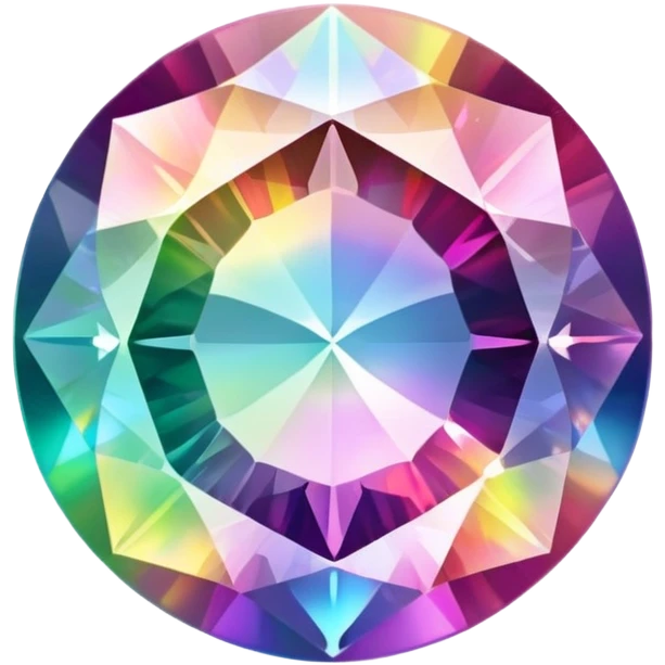 Faceted round mystic quartz with holographic rainbow effect and brilliant shine emoji