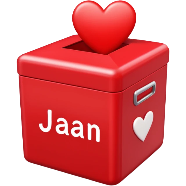 JAAN in bold letters in a red box with hearts  emoji
