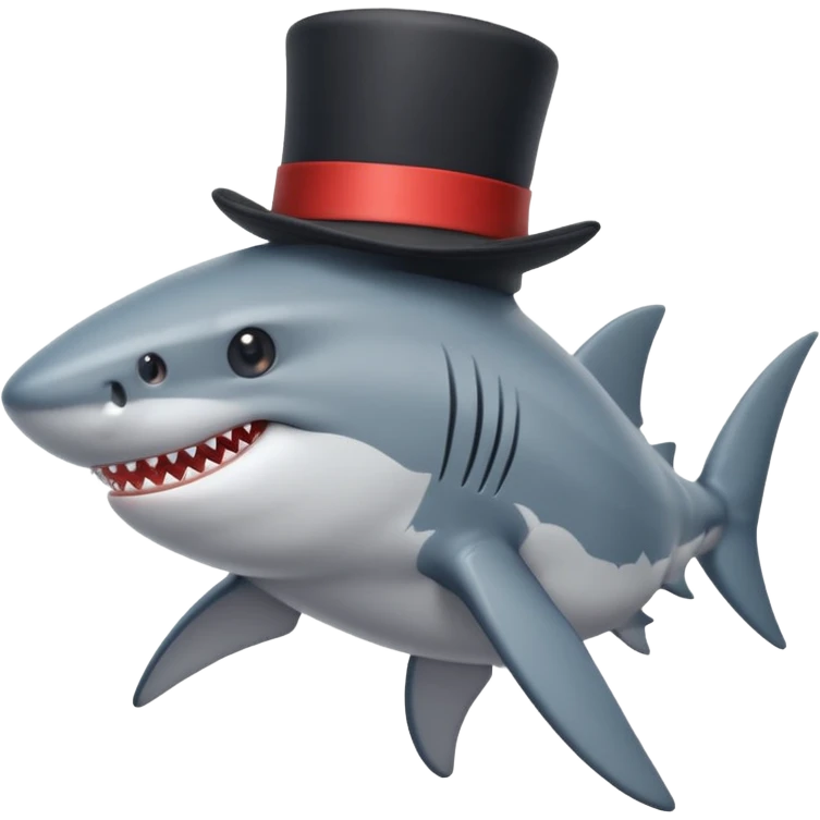 Shark with a top hat emoji