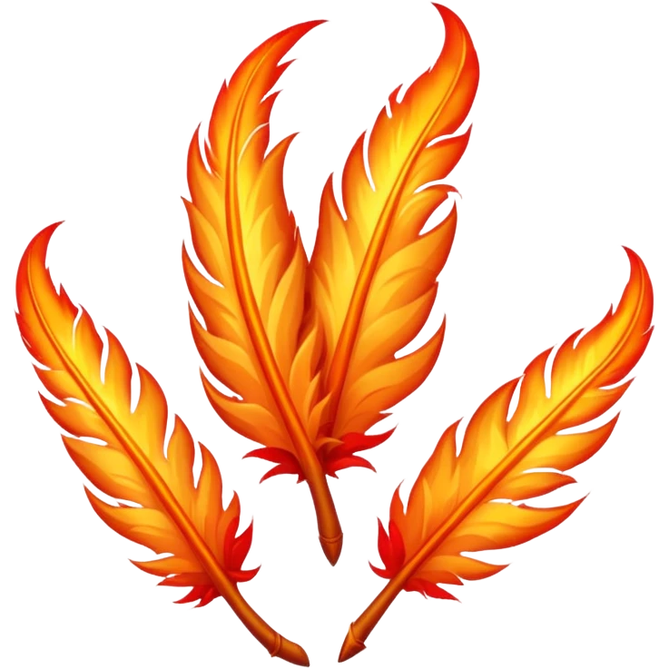 3 Phoenix feathers that are the same size on fire emoji