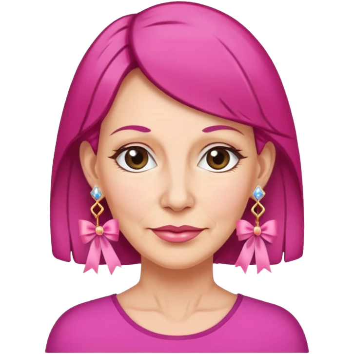 Mature Women with earrings of pink ribbons emoji