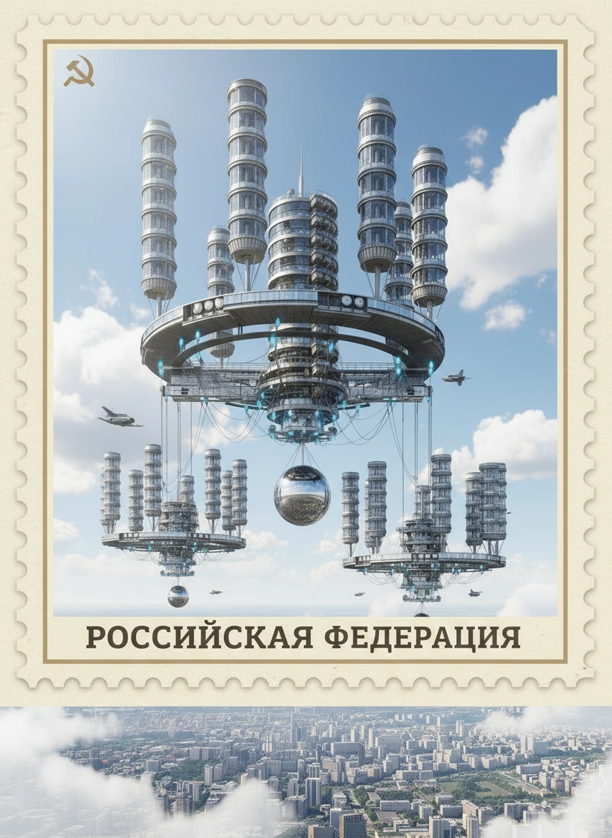 Стилизуй изображение летающего города под марку как на первом фото

100 из правого верхнего угла убери emoji