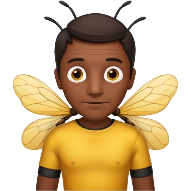 cabeza de señor mexicano, viejo, agregale un cuerpo de abeja, el pelo del señor hazlo oscuro,haz que el cuerpo sea de abeja y la acabeza del señor, cuerpo de abeja real emoji