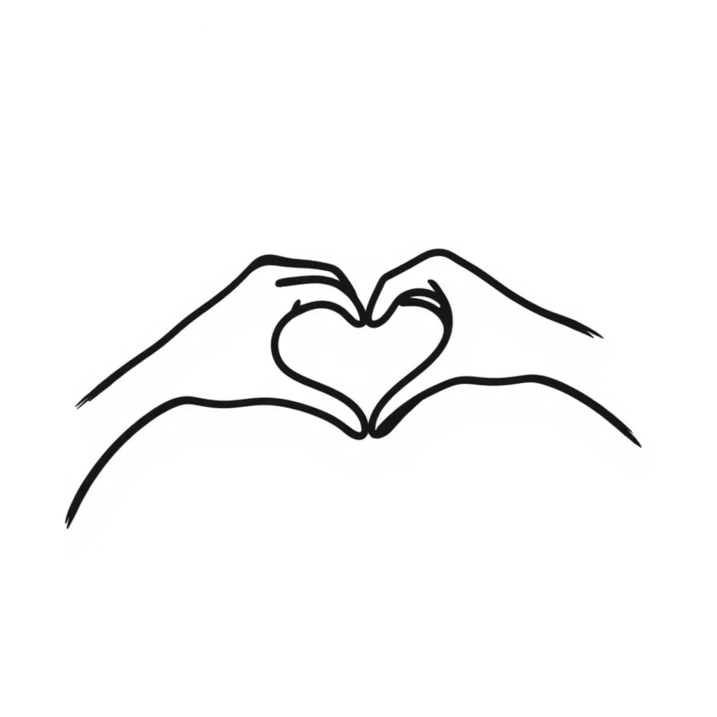 two hands each with half a heart, forming a heart emoji