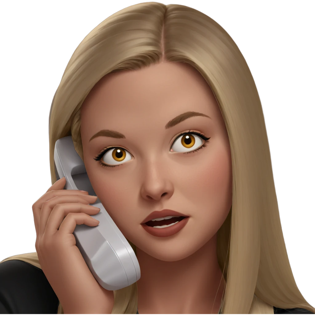 blonde girl talking on phone emoji