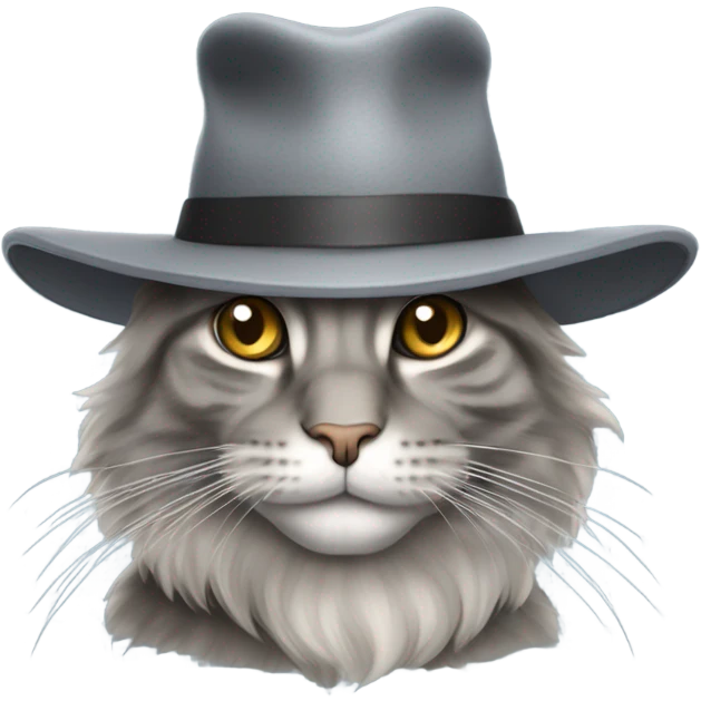 Grey maine coone with a hat emoji