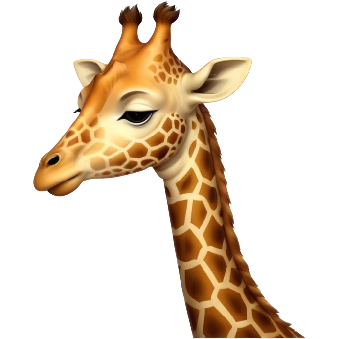 Meme-Worthy Cute Sleeping Giraffe Portrait Emoji, Head resting peacefully with a contented smile, showcasing a slender, elegant build and a luxuriously soft, patterned Fur, eyes shut in a serene, restful nap, Simplified yet hilariously adorable features, highly detailed, glowing with a soft, drowsy light, high shine, relaxed and utterly lovable, stylized with an air of playful laziness, bright and heartwarming, soft glowing outline, capturing the essence of a comically sleepy giraffe, so meme-worthy it feels like it could instantly become the next viral sensation of adorable slumber! emoji