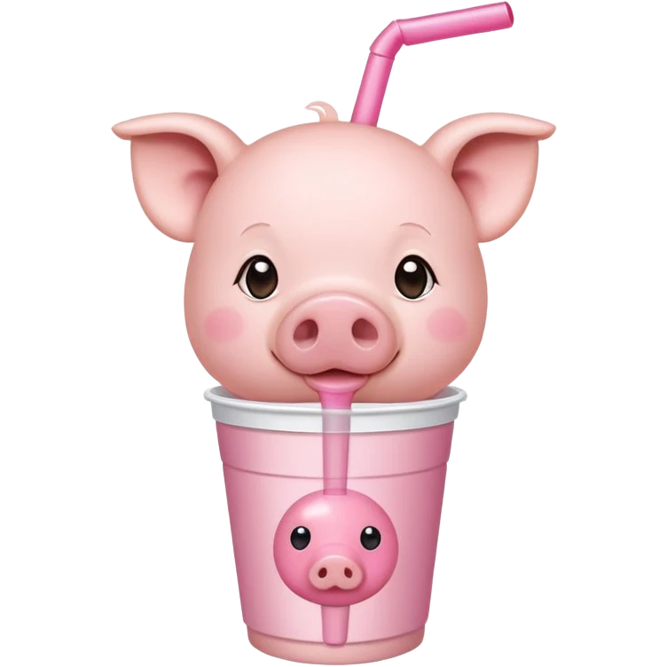 Pig with a pink bow drinking boba emoji
